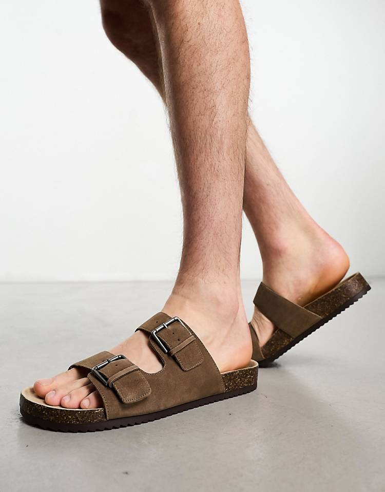 Pull&Bear double strap sandal in brown